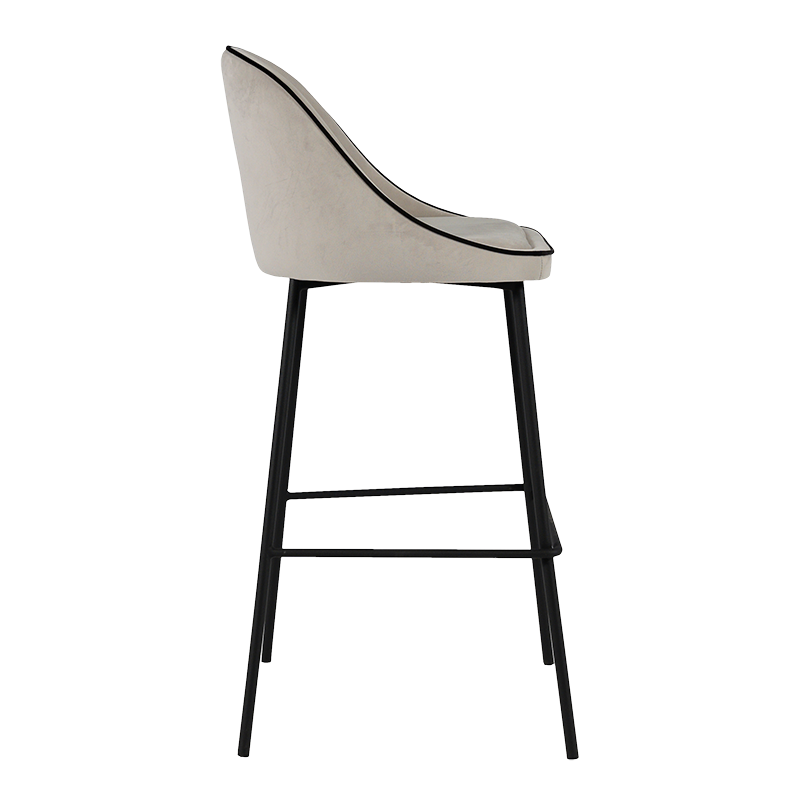 Barstuhl Luzern Samt Silber H 78 cm
