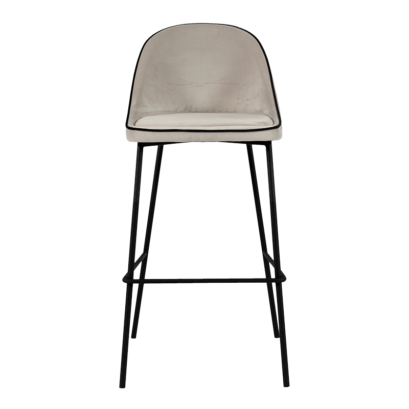 Barstuhl Luzern Samt Silber H 78 cm