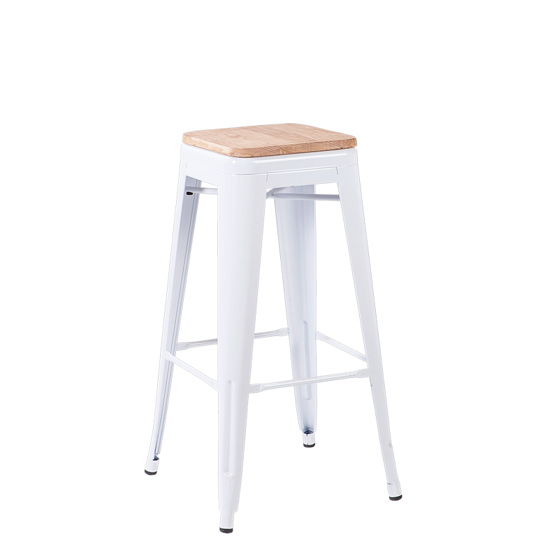 Tabouret industriel avec assise bois H 78 cm