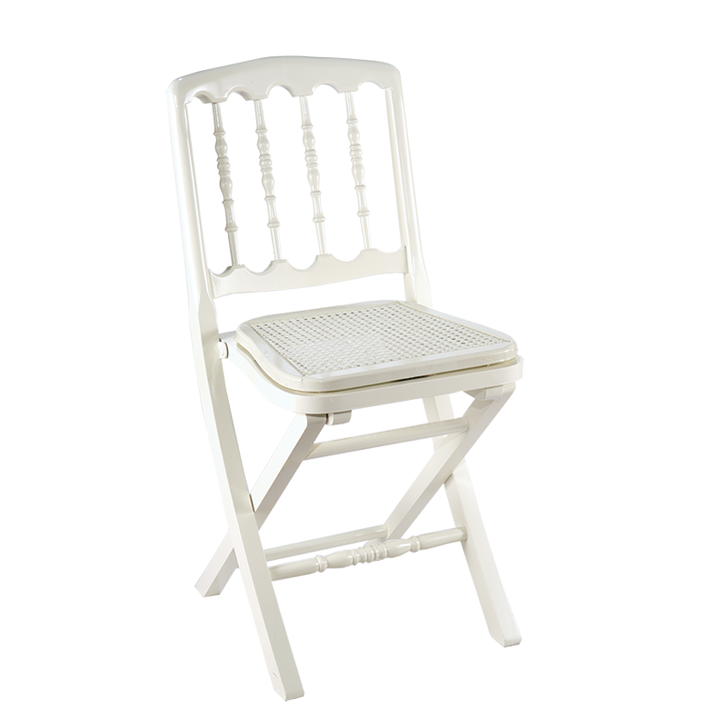 Klappstuhl Napoleon III weiss, Sitz geflochten