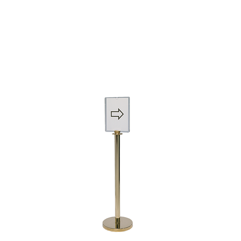 Messingständer mit Plexi-Display H 130cm, Plexihalter A4 hoch