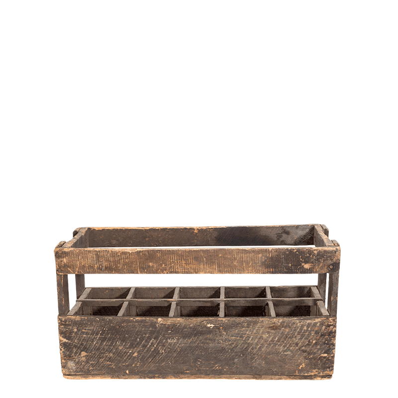 Vintage Flaschenkiste aus Holz 26 x 66,5 H 34 cm