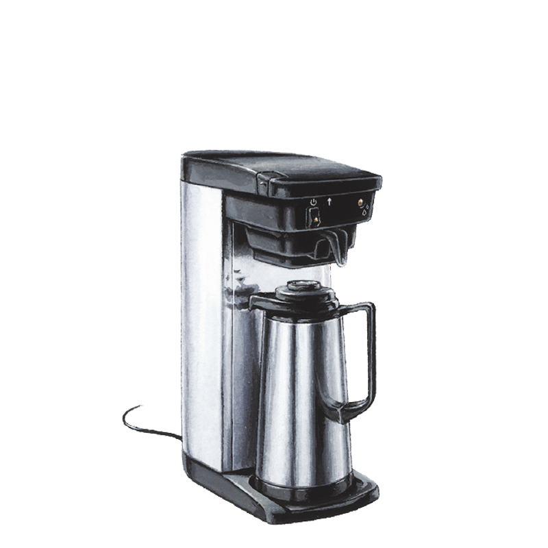 Kaffeemaschine mit Thermoskanne + 1 Paket mit 4 Dosen Kaffee
