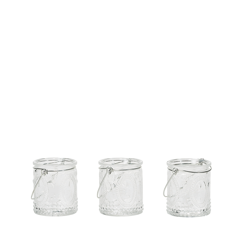 3er Set Windlichter Country, H 7 cm