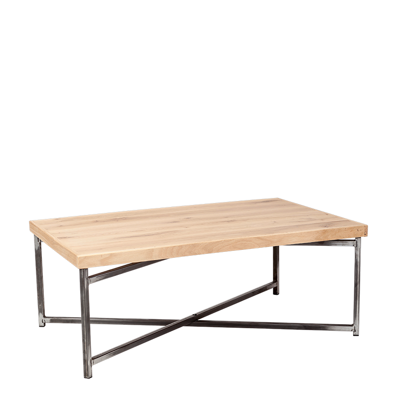 Tisch tief Kreuzgestell schwarz Platte Holz 64 x 101 cm H 35 cm