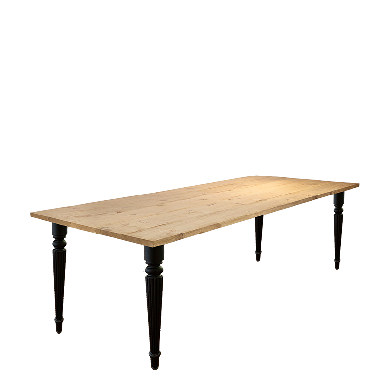 Tisch Natur Eichenholz mit schwarzen Beinen 100 x 240 cm H 73 cm