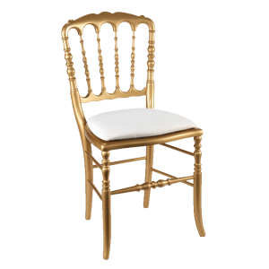 Chaise Napoléon III dorée fixe chintz blanc