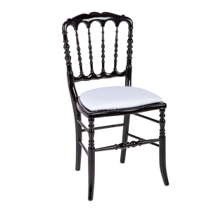 Chaise Napoléon III noire fixe chintz blanc