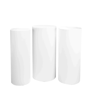 Stehtisch Zylinder mit Husse weiss H 110 - 112 - 114 (3er Set)