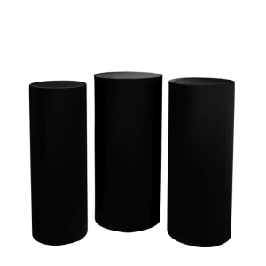Stehtisch Zylinder mit Husse schwarz H 110 -112 - 114 (3er Set)
