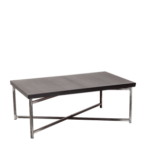 Table basse croisée acier plateau noir 64 x 101 cm H 35 cm