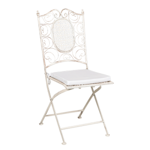 Stuhl Chantilly Gusseisen weiss mit Sitzkissen