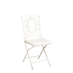 Stuhl Chantilly Gusseisen Vintage Weiss mit Sitzkissen Ecru