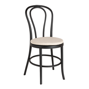 Stuhl Bistro Schwarz mit Sitzkissen Leinen