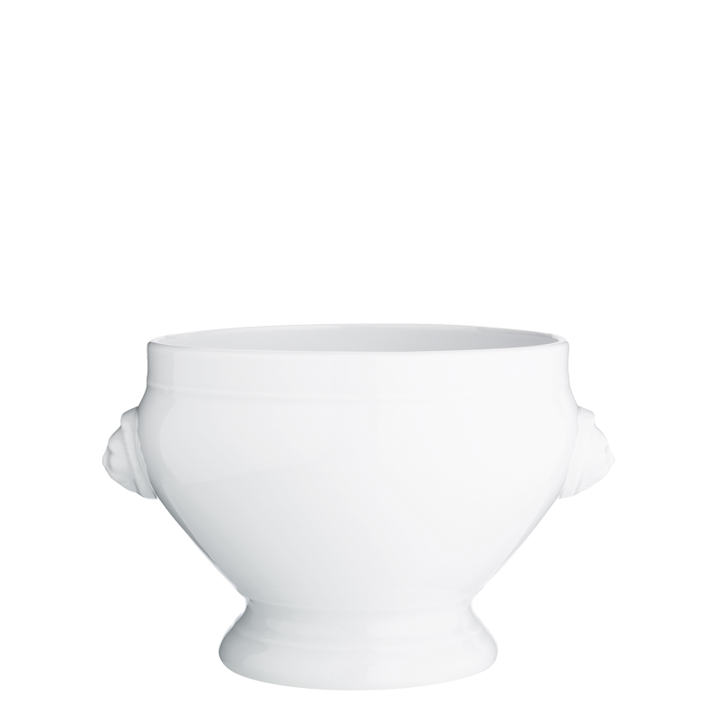 Soupière blanche tête de lion Ø 20 cm H 15 cm 280 cl