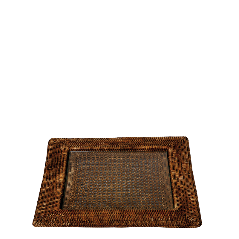 Plateau carré Louisiane 40 x 40 cm avec plaque en verre