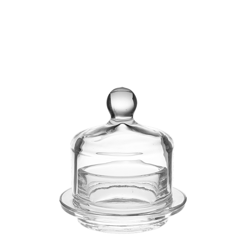 Beurrier en verre avec sa cloche Ø ext 10 cm Ø int 5,5 cm H 6 cm