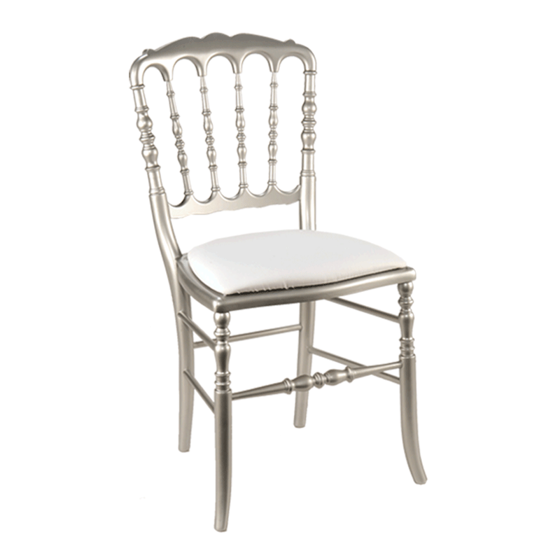 Chaise Napoléon III acier fixe chintz blanc