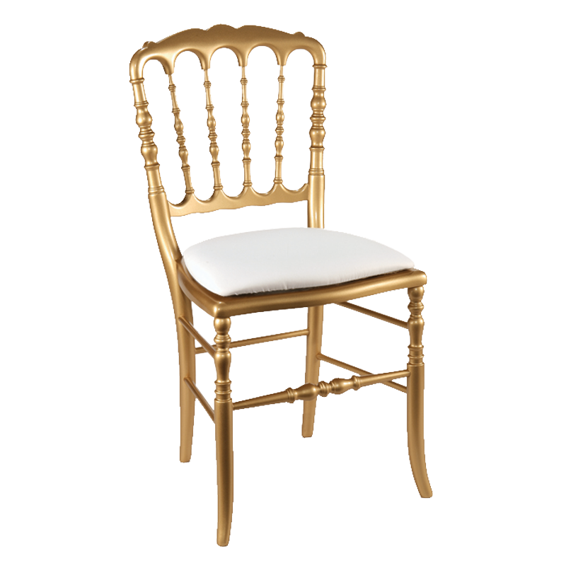 Chaise Napoléon III dorée fixe chintz blanc