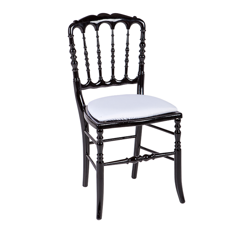 Stuhl Napoleon III schwarz Chintz weiss