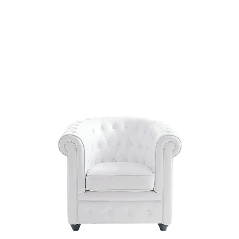 Fauteuil Chesterfield blanc l 82 P 75 H 75 cm