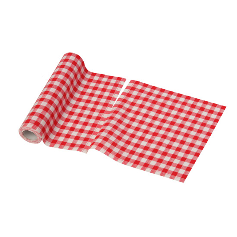 Rolle mit Stoffservietten Vichy rot 21 x 21 cm (12 Stk)