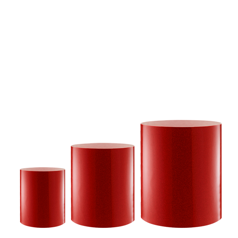 3-er Set Buffeterhöhungen Zylinder Strass rot