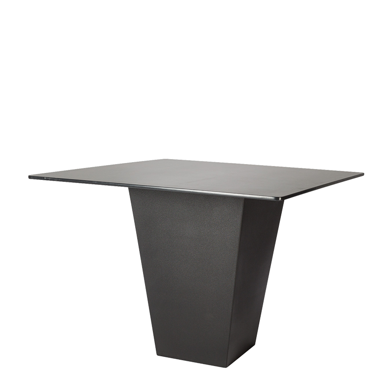 Table haute H 112 cm Cône noir plateau noir 140 x 140 cm
