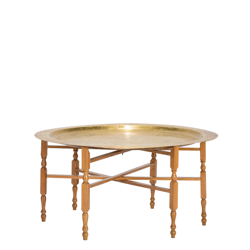 Niedriger, runder Tisch gold Ø 89 H 48 cm