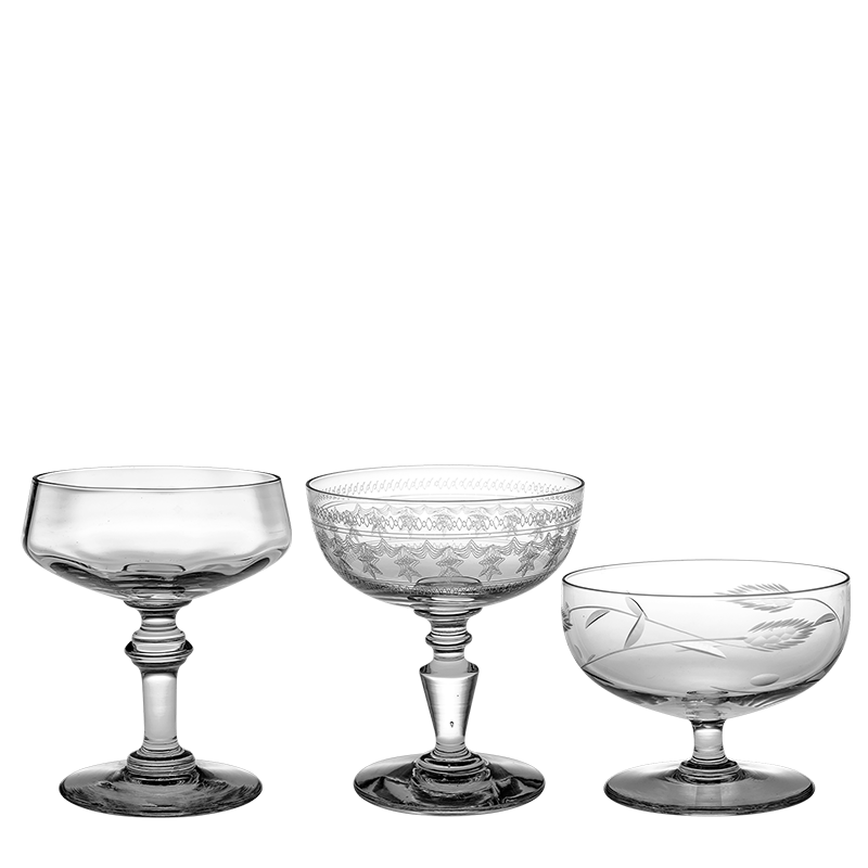 Coupe à champagne Vintage style cristal Ø9-11 cm H7-15 cm 10-17cl