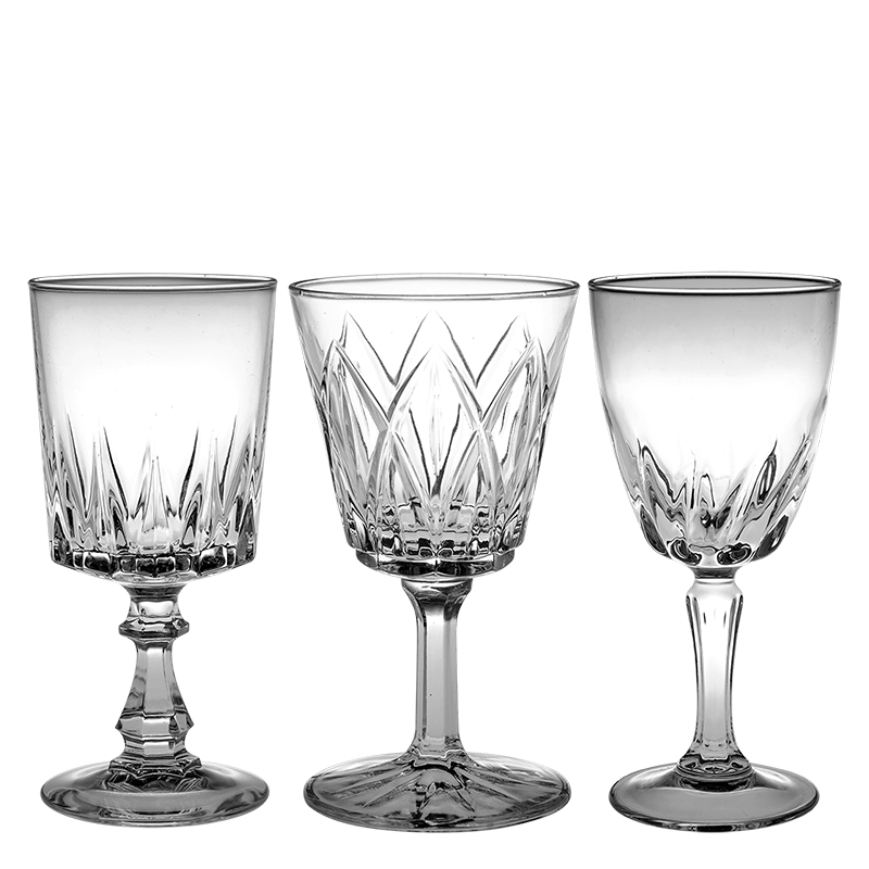 Verre à pied à eau Vintage style cristal H 16-19 cm 20-25 cl