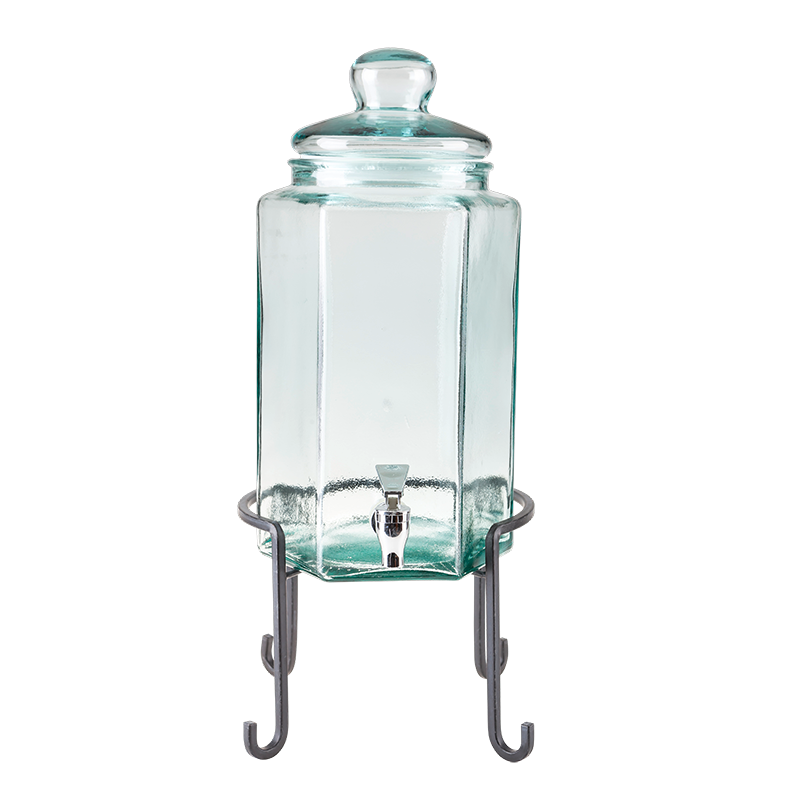 Getränkespender Vintage aus Glas mit Zapfhahn 6.6 L auf Ständer
