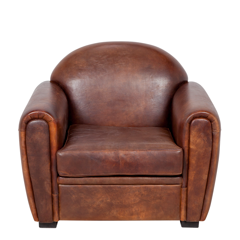 Fauteuil Club cuir marron 100 x 83 cm H 97 cm