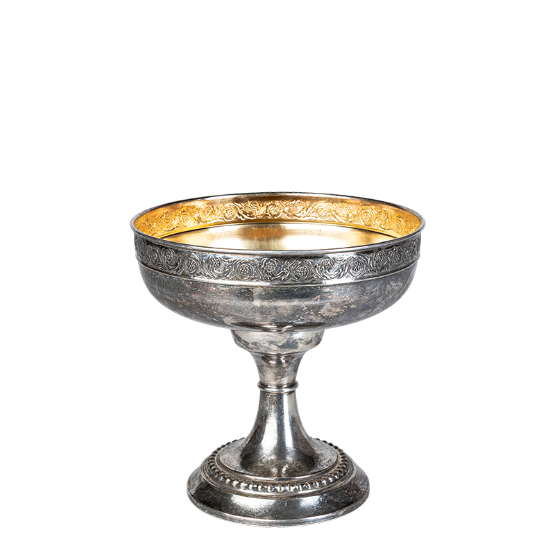 Metallschale auf Fuss Vintage 1 L