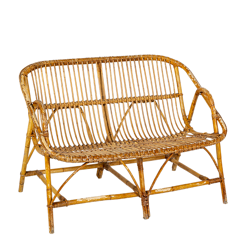 Sitzbank aus Rattan Vintage