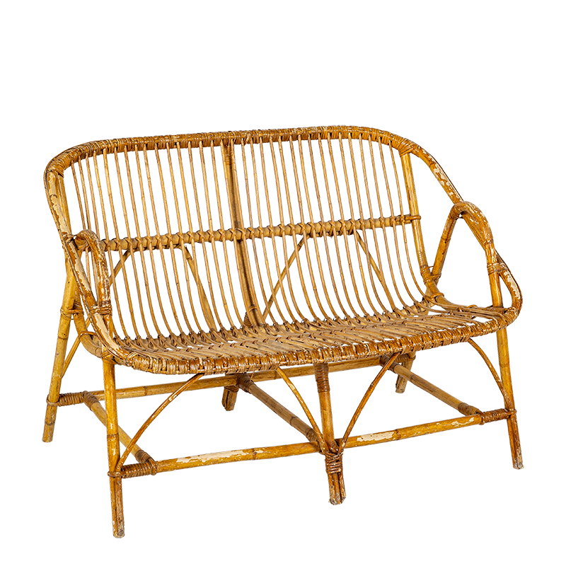 Sitzbank aus Rattan Vintage
