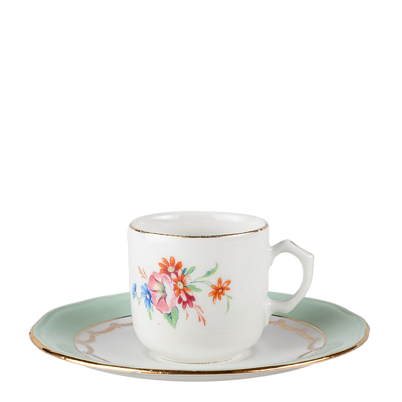 Kaffee-/Teetasse mit Unterteller Vintage floral