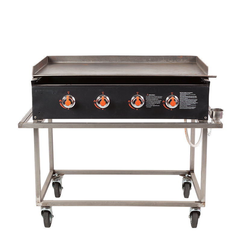 Plancha gaz 4 feux sur chariot 50 x 91 cm (bouteille gaz fournie)