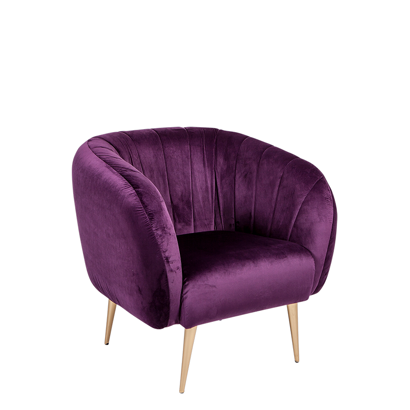 Fauteuil Juliette aubergine 78 x 84 cm H 85 cm