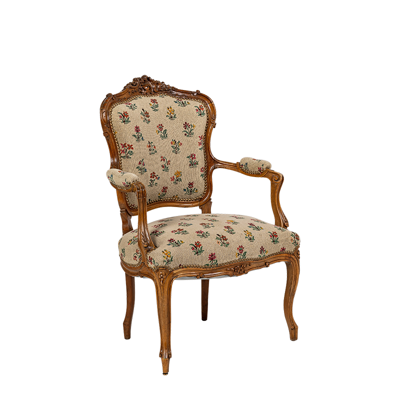 Fauteuil bohème motifs floraux vintage