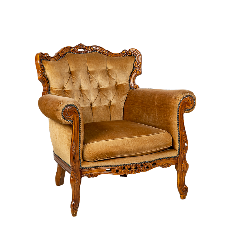 Fauteuil bohème ocre/beige/moutarde vintage