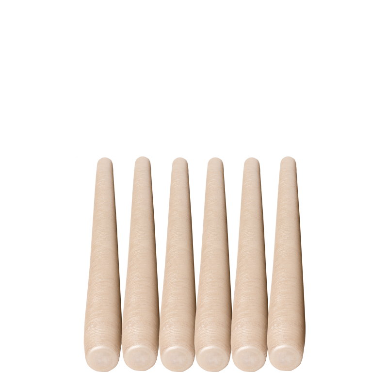 Lot de 6 bougies brossées lin H 25 cm