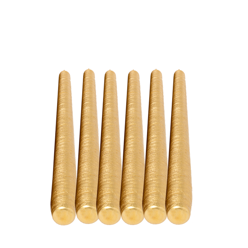 6er-Pack Rauwachskerzen Gold 25 cm