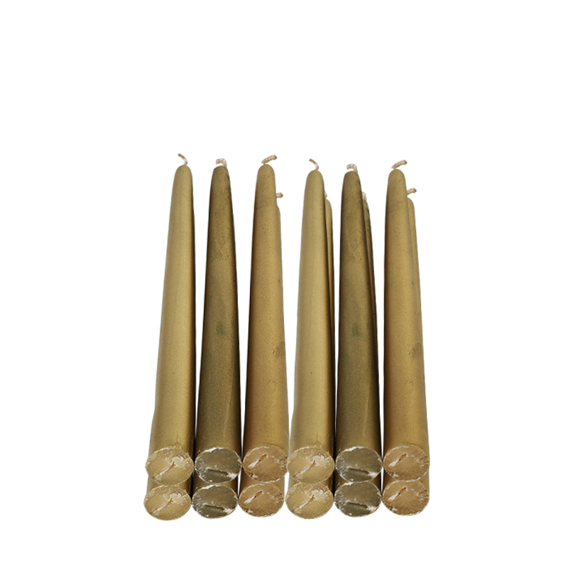 Lot de 12 bougies Classiques Or 30 cm