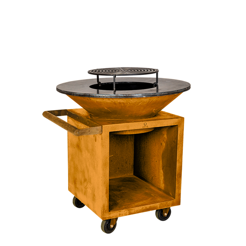 Grill / Feuerschale Corten mit Rost Ø 95 cm H 115 cm