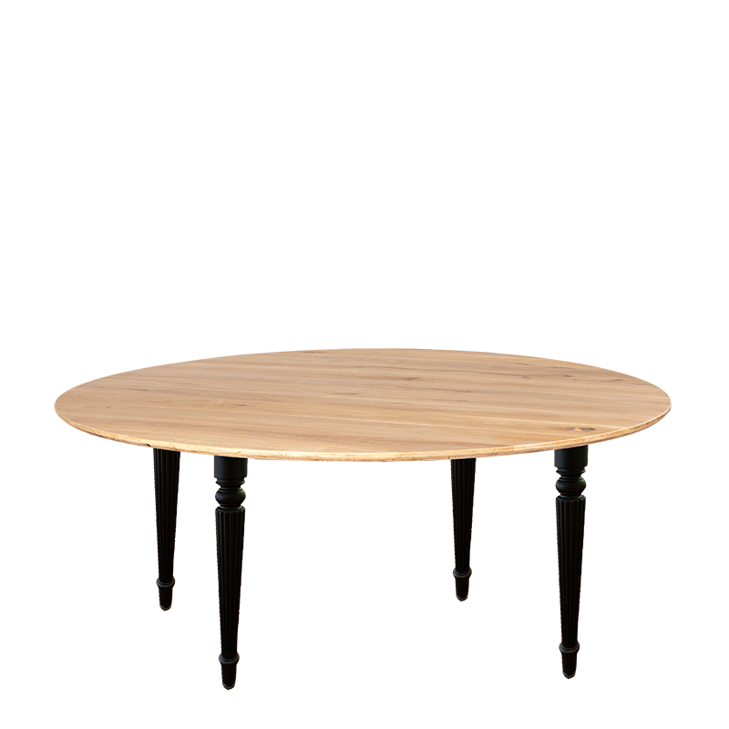 Tisch Natur rund mit schwarzen Beinen Ø 170 cm