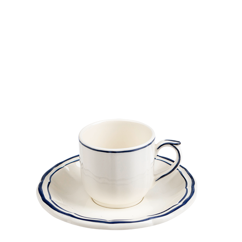 Kaffeetasse und Unterteller Gien blau 8,5 cl