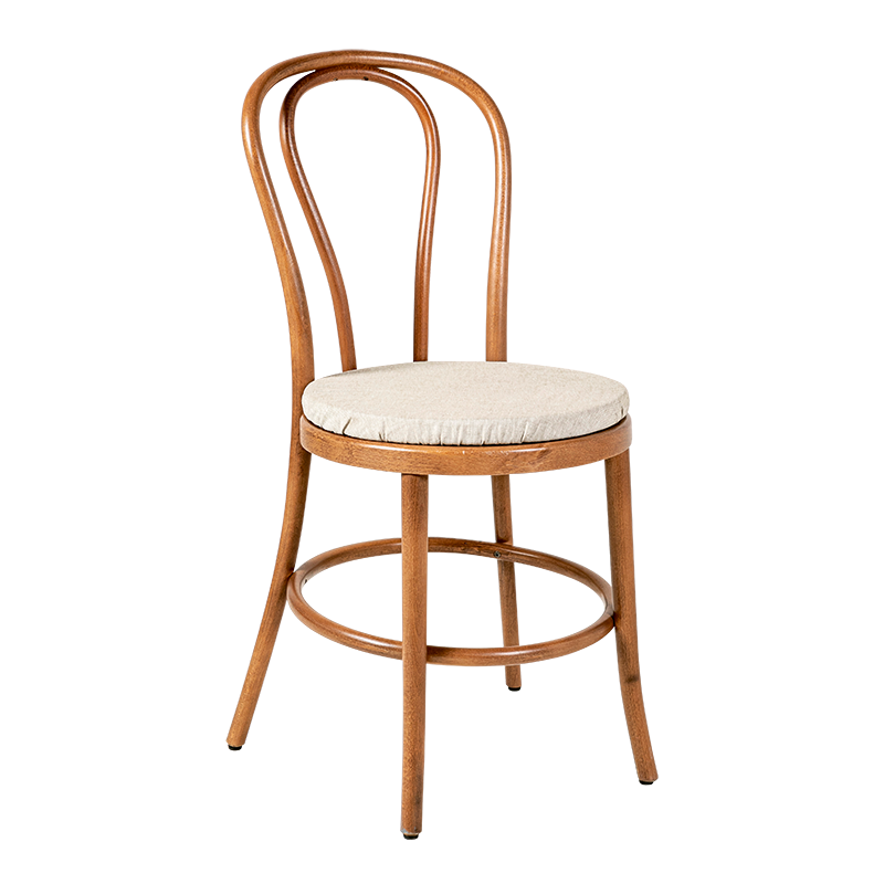 Stuhl Bistro nussbaumfarben mit Sitzkissen Leinen