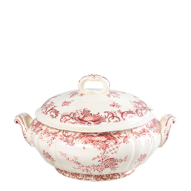 Soupière Vintage rouge rose