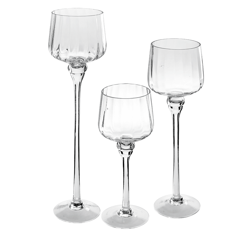 Set aus 3 Teelichthaltern transparent aus Glas mit Stiel